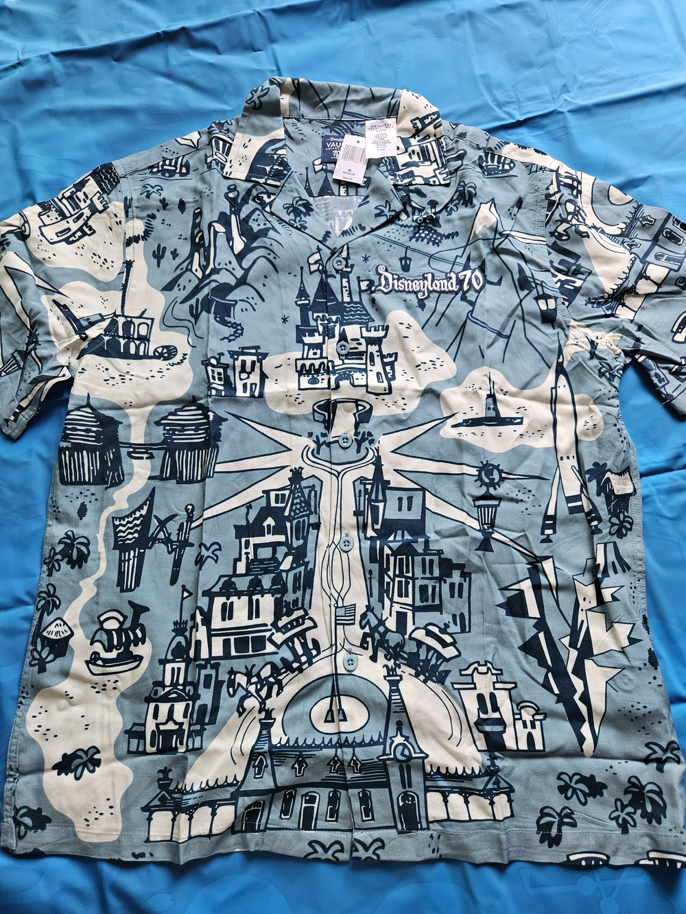 Disney Blue & Cream Graphic Disneyland 70 Camp Shirt
